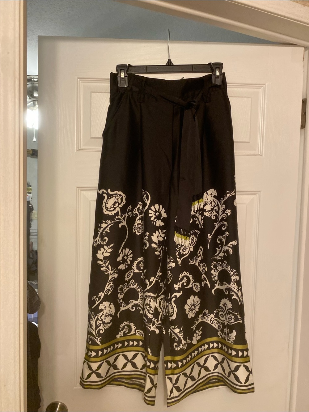 Wide Leg Black Floral-Print Palazzo Pants